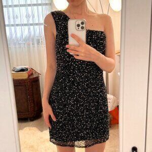 French connection black rhinestone evening dress